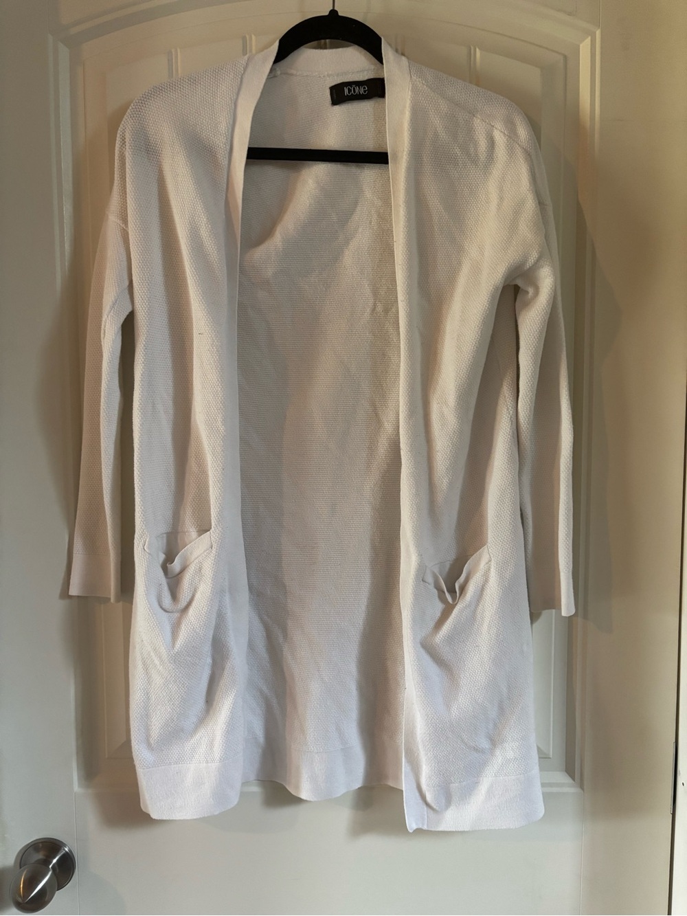 White Open-Front Pocket Cardigan